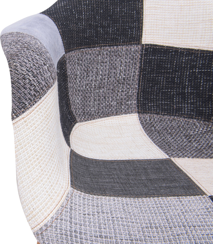 LeisureMod Willow Fabric Eiffel Accent Chair, Set of 4, Patchwork