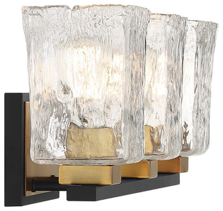 Sidney 3-Light Bathroom Vanity Light, Matte Black With Warm Brass Accents