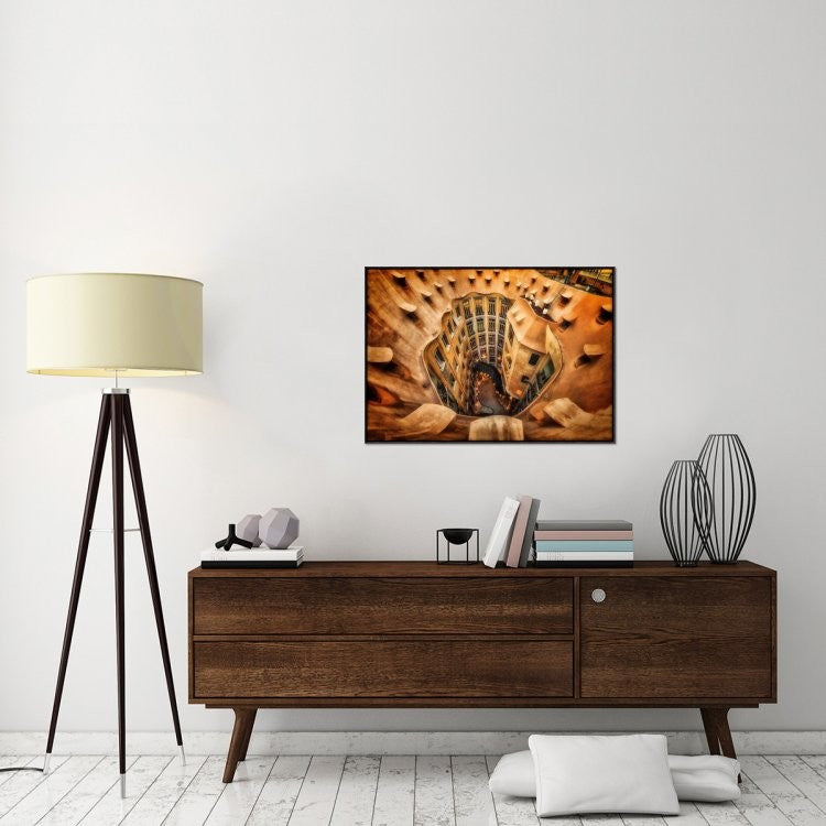 "Casa Mila La Pedrera Barcelona." Framed Canvas Giclee by Massimo Cuomo, 37x26"