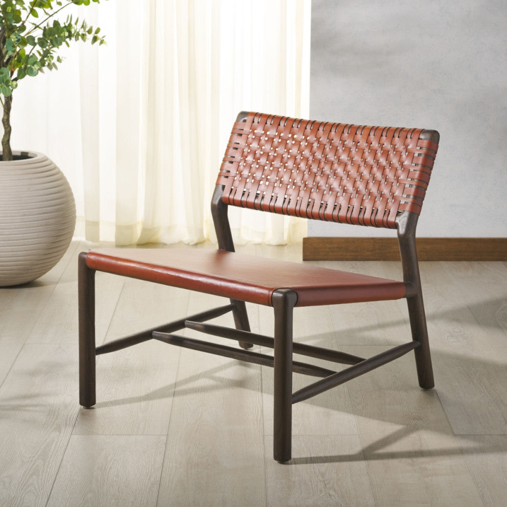 Safavieh Couture Valdina Woven Leather Acccent, Brown/Walnut