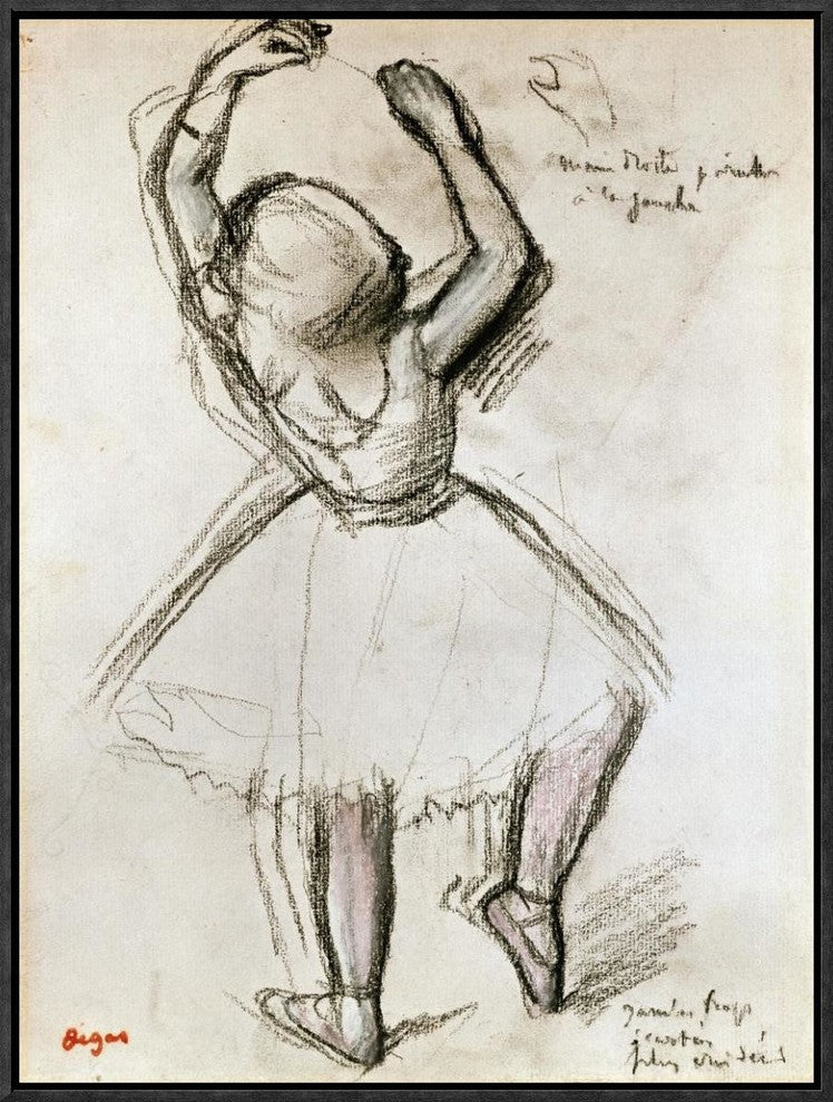 "Backview of a Dancer" Framed Canvas Giclee by Edgar Degas, 17x23"