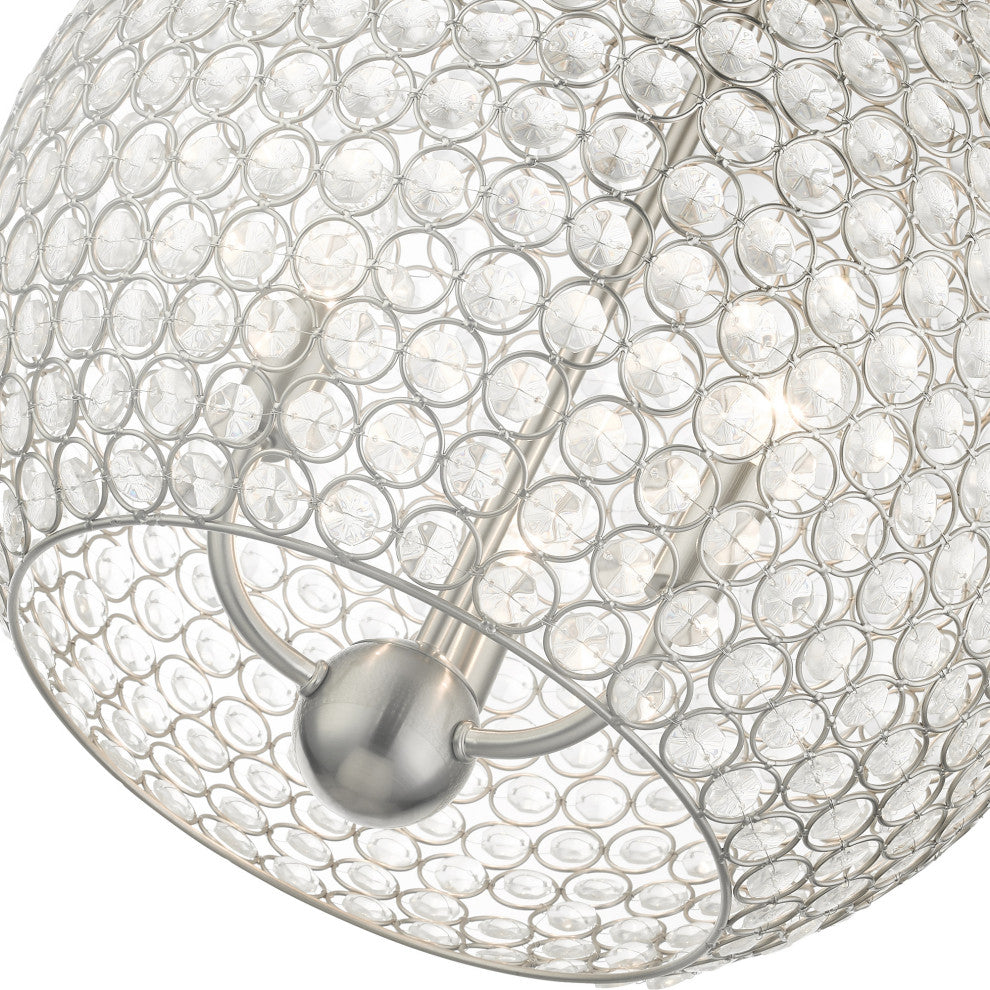Brushed Nickel Casual, Sparkling, Shimmery, Transitional, Pendant