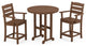 POLYWOOD Lakeside 3-Piece Round Farmhouse Arm Chair Counter Set, Teak