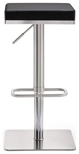 TOV Furniture Bari Black Stainless Steel Adjustable Barstool