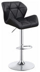 Benzara BM160772 Adjustable Diamond Bar Stool with Chrome Base, Black, Set of 2