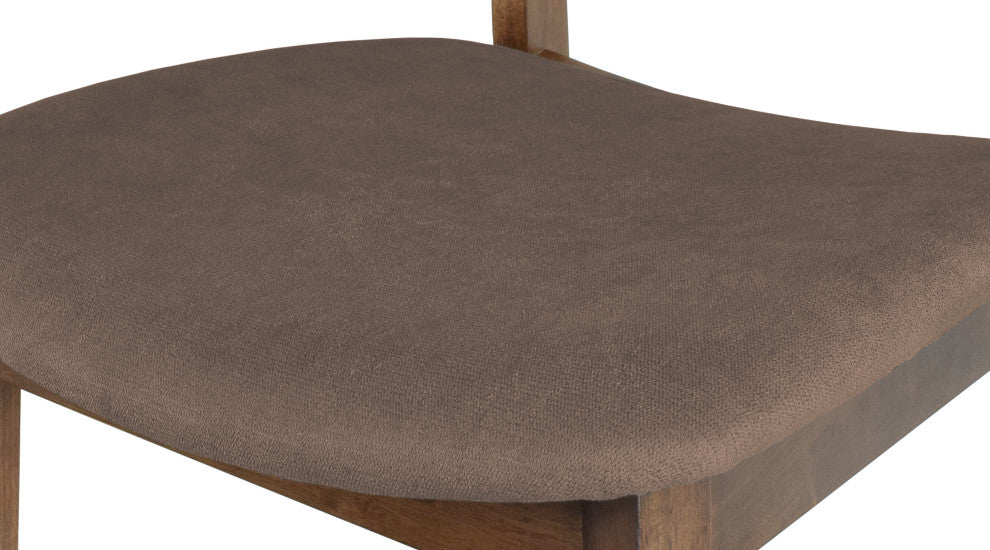 Dark Brown Wood Wooden With Ladder Back Cushion Counter Height Stools, Set of 2, Cappuccino
