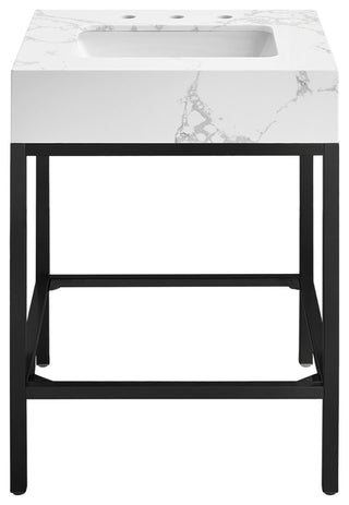 Marmo Bathroom Vanity, White, 24" Wide, Matte Black Finish