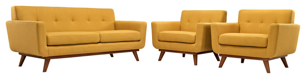 Modern Citrus Engage Armchairs and Loveseat, 3-Piece Set