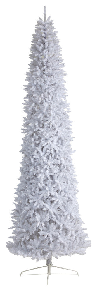 T3366 12 Slim White Artificial Christmas Tree With 1100 Warm White LED Lights