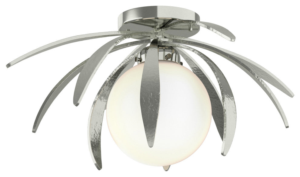 Dahlia Flush Mount, Sterling, Opal Glass