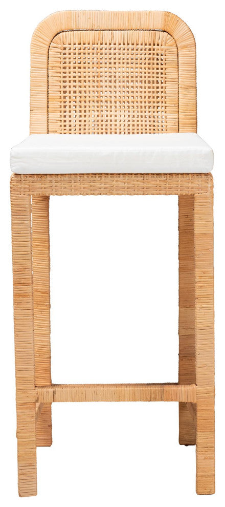 Sigurd Rattan and Mahogany, Bar Stool