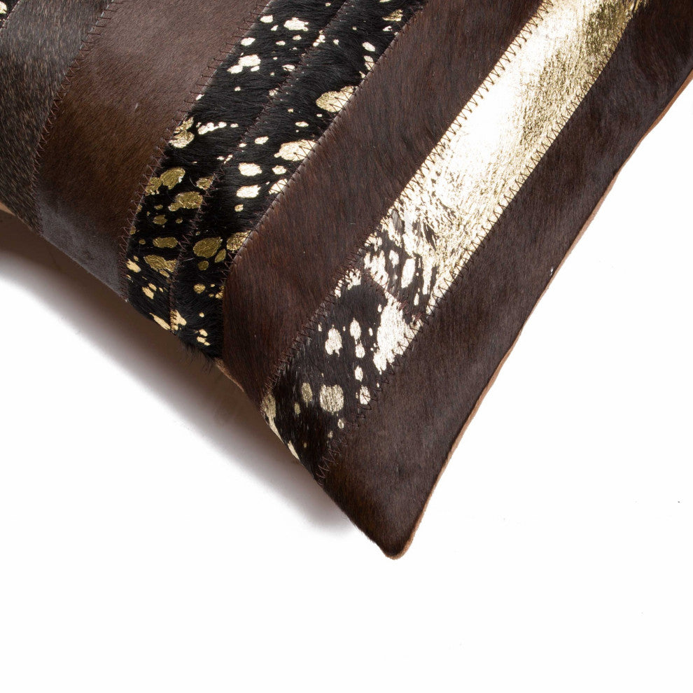 HomeRoots 18" x 18" x 5" Gold And Chocolate Pillow 2-Pack