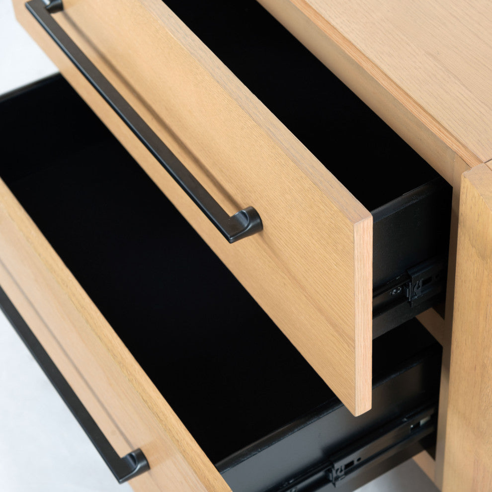 Safavieh Couture Katrina 2 Drawer Nightstand, Natural/Black