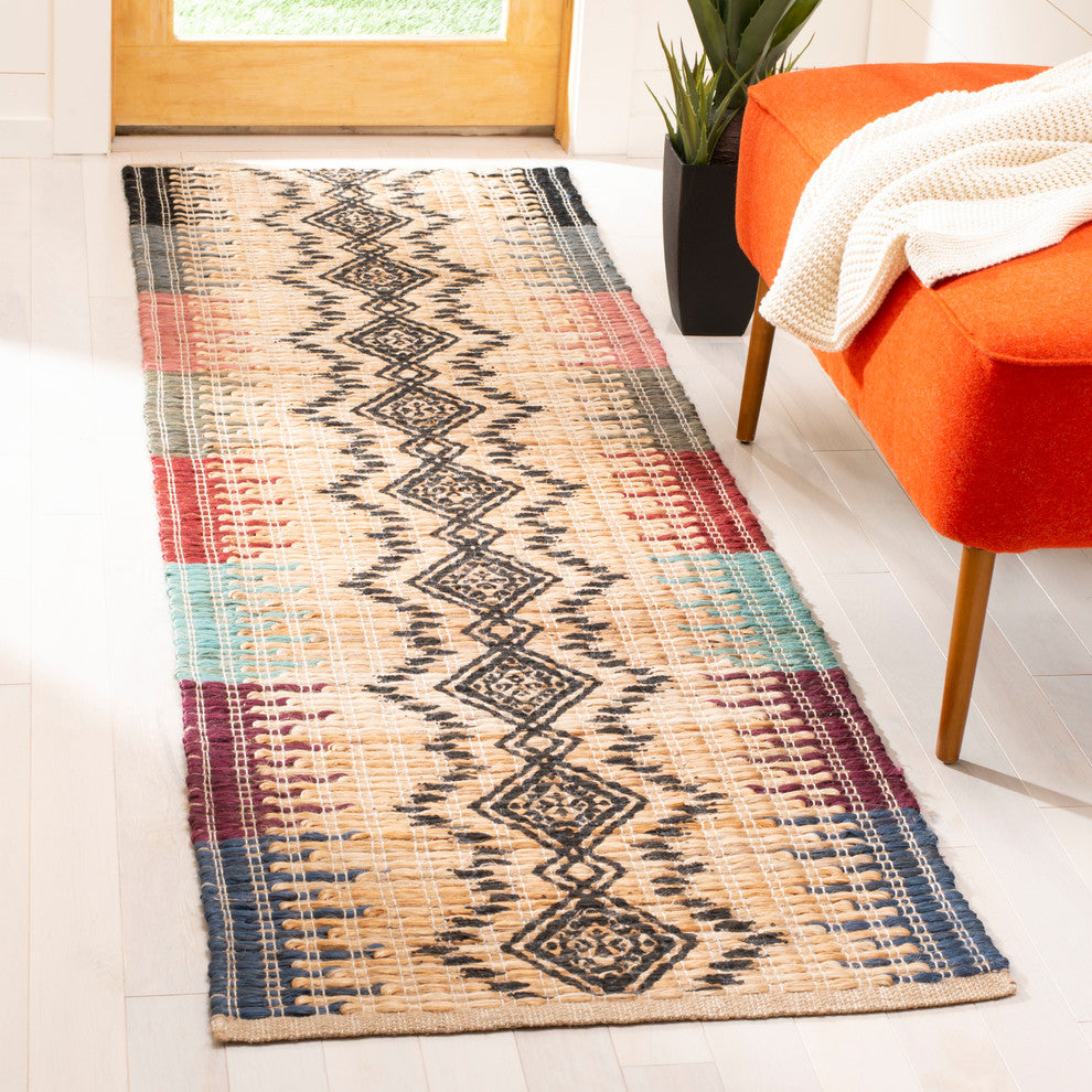 Safavieh Cape Cod Collection CAP310 Rug, Natural/Black, 2'3"x8'