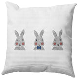 Bunny Triplets Easter Decorative Throw Pillow, Dark Cobalt Blue, 26x26"