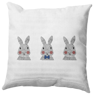 Bunny Triplets Easter Decorative Throw Pillow, Dark Cobalt Blue, 26x26"