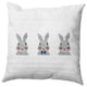 Bunny Triplets Easter Decorative Throw Pillow, Dark Cobalt Blue, 26x26"
