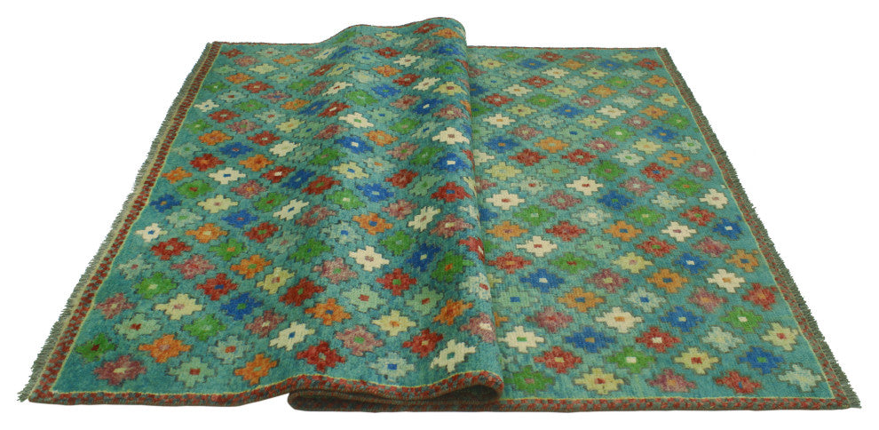 Balochi Adeben Light Green/Ivory Rug, 4'10x7'11
