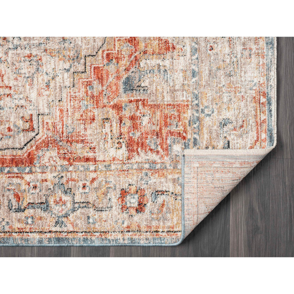 Hampton Medallion Machine Made Indoor Area Rug, 7'10", Beige