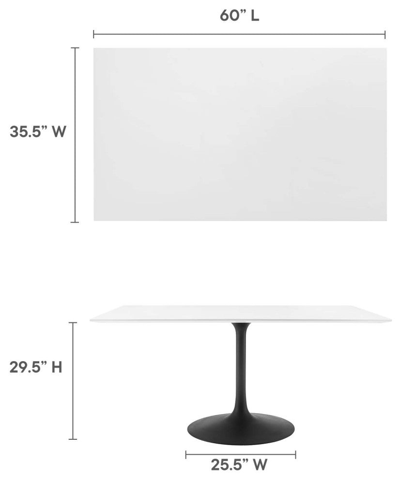 Lippa 60" Rectangle Wood Dining Table Black White