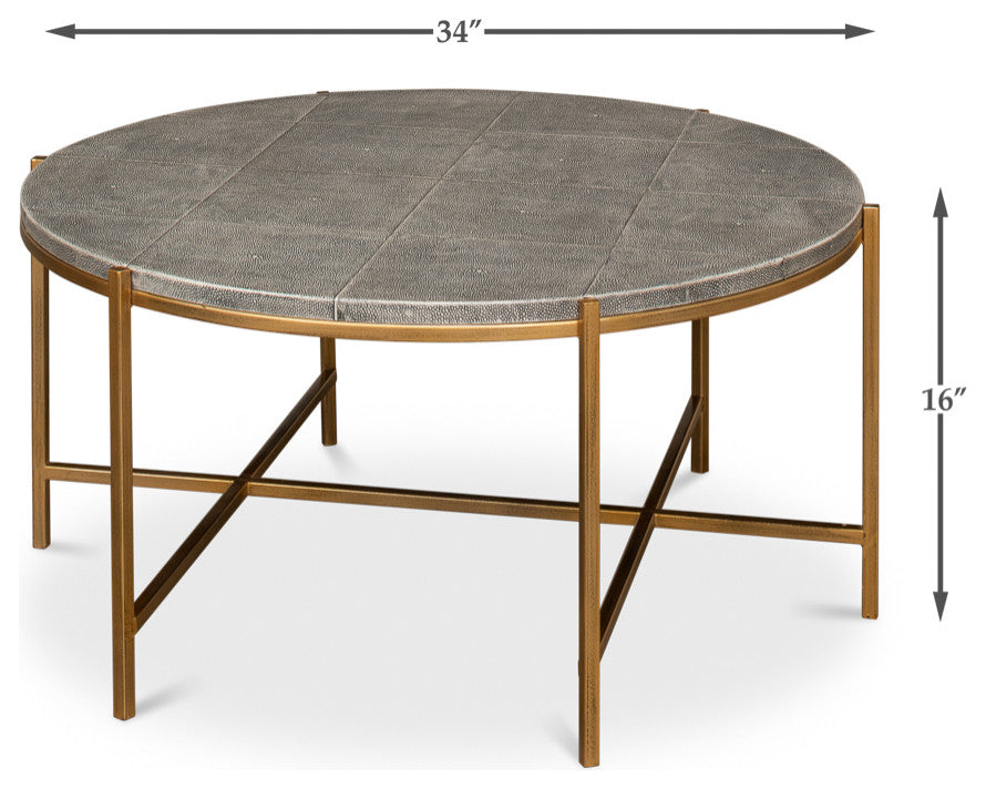 Mid Century Round Leather Cocktail Table