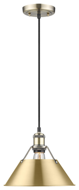 Orwell 1-Light 10" Pendant, Aged Brass With Brushed Champagne Bronze Shade