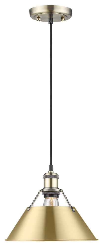 Orwell 1-Light 10" Pendant, Aged Brass With Brushed Champagne Bronze Shade