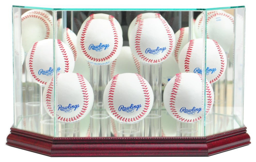 Octagon 7 Baseball Display Case, Cherry