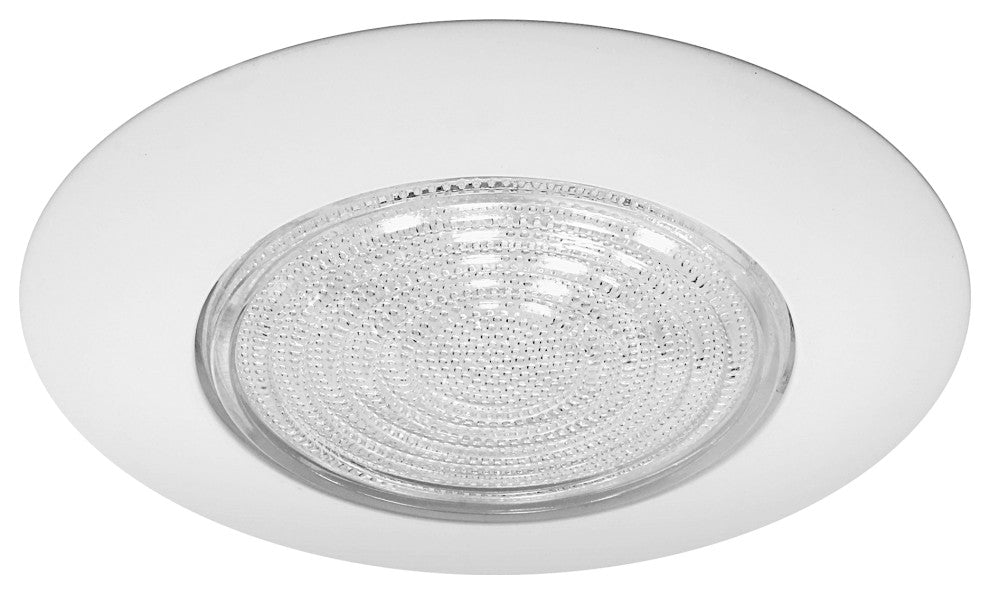 6" White Recessed ABS Lexan Shower Trim with Glass Fresnel Lens (17572)