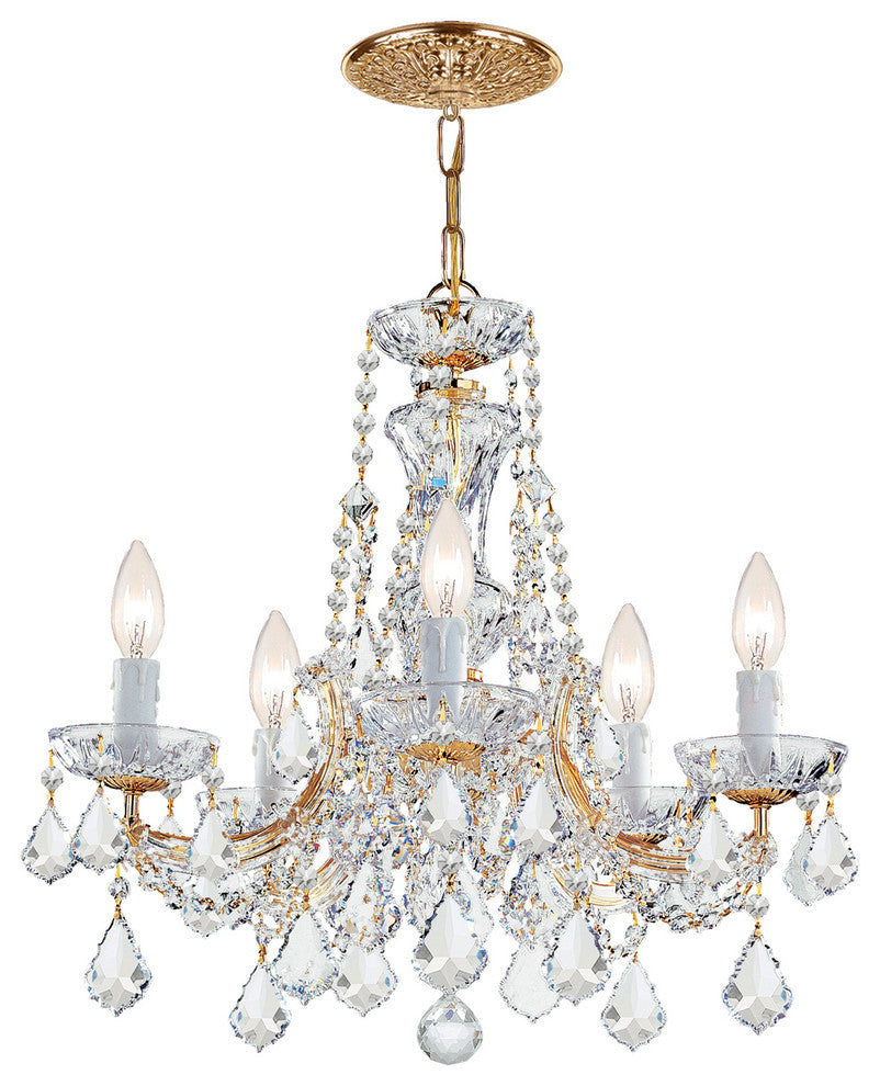 Maria Theresa 5-Light Crystal Chandelier, Gold, Clear Hand-Cut Crystals