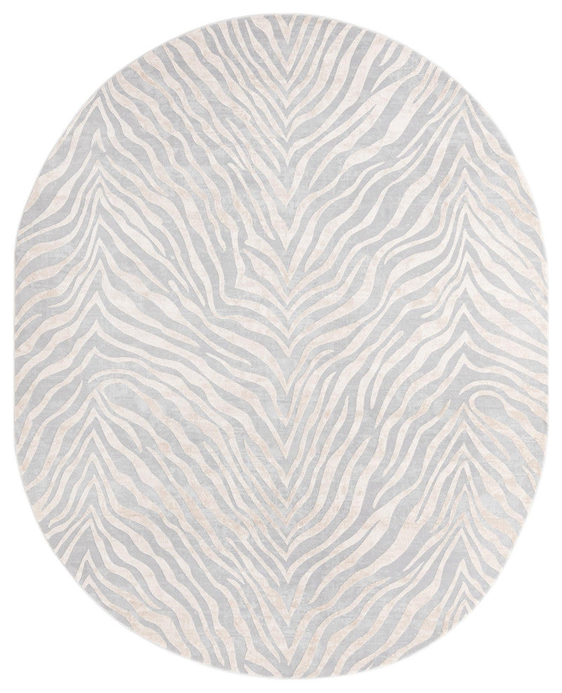 Unique Loom Meghan Finsbury Rug, Gray and Ivory, 7'10"x10' Oval