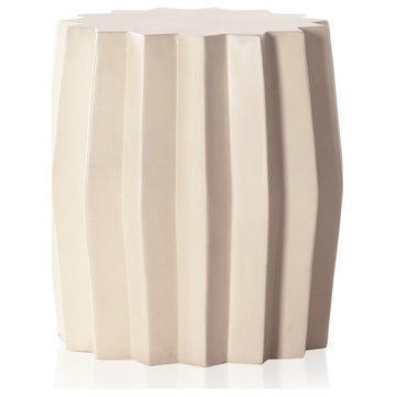 Gem Outdoor End Table-Parchment White