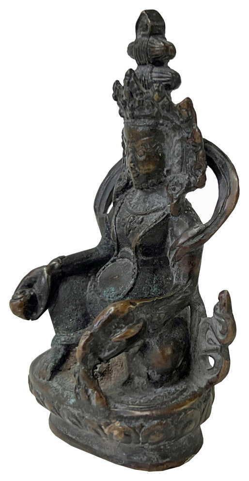 Distressed Marks Bronze Color Metal Zambala Fortune Deity Statue Hws2408