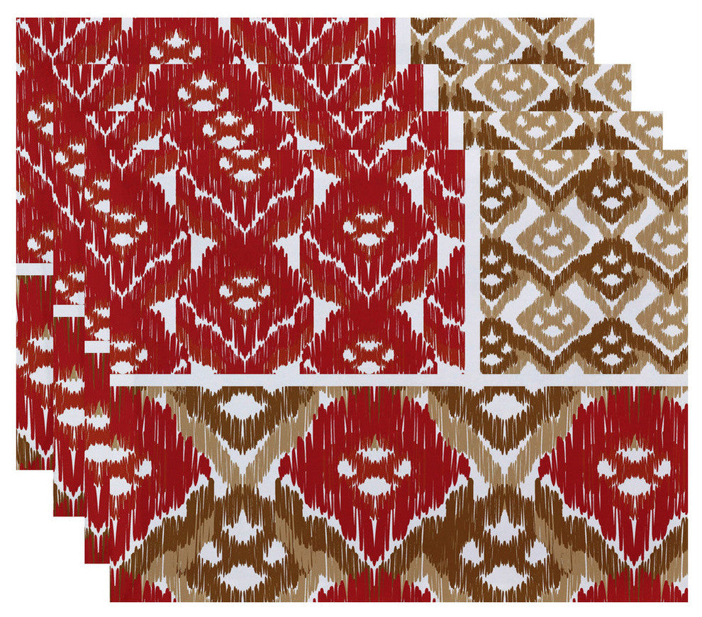 18"x14" Free Spirit, Geometric Print Placemat, Coral, Set of 4