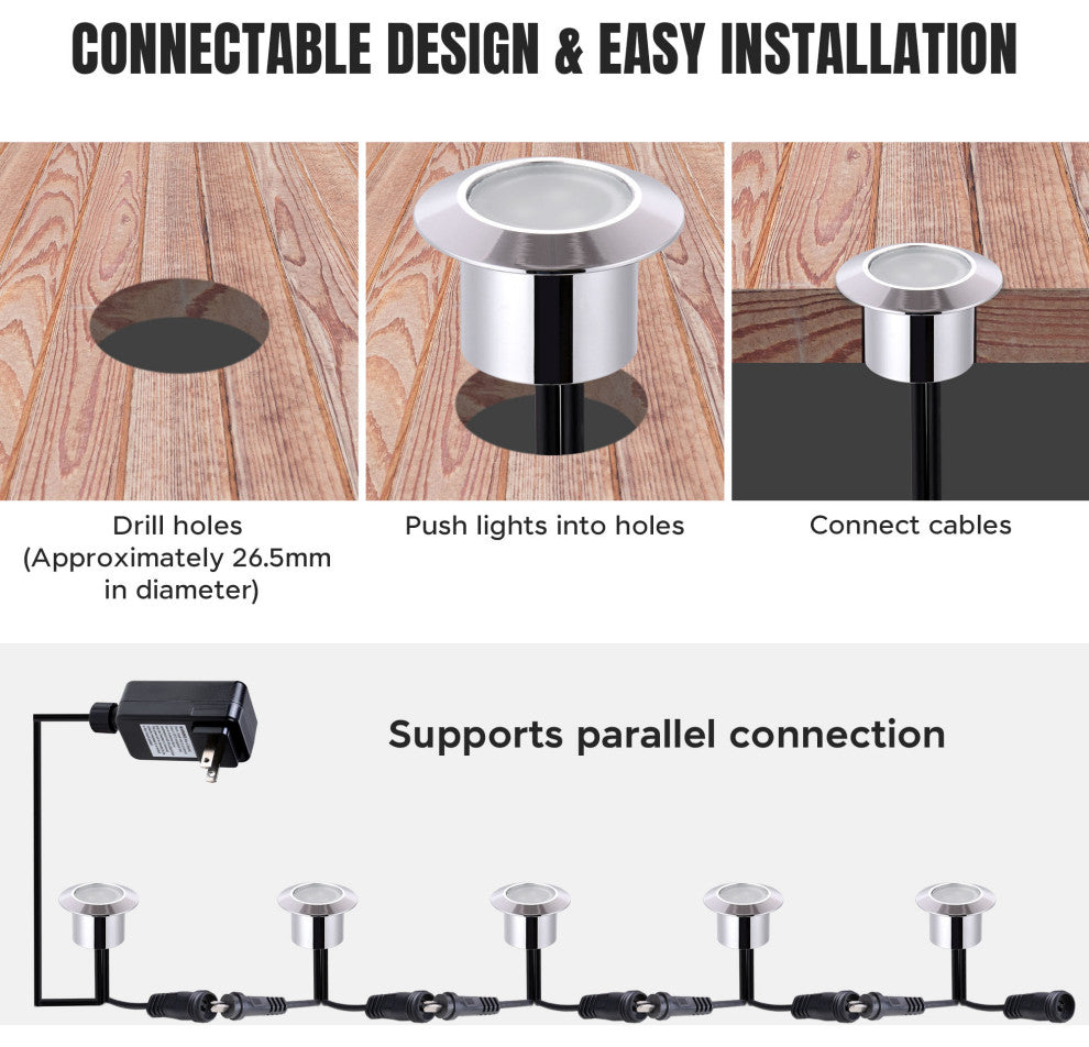 Led Deck Light Kit Outdoor Pathway, Set of 10, Warm White