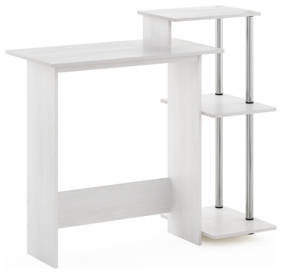 Furinno Efficient Home Laptop Notebook Computer Desk White Oak/Stainless Steel