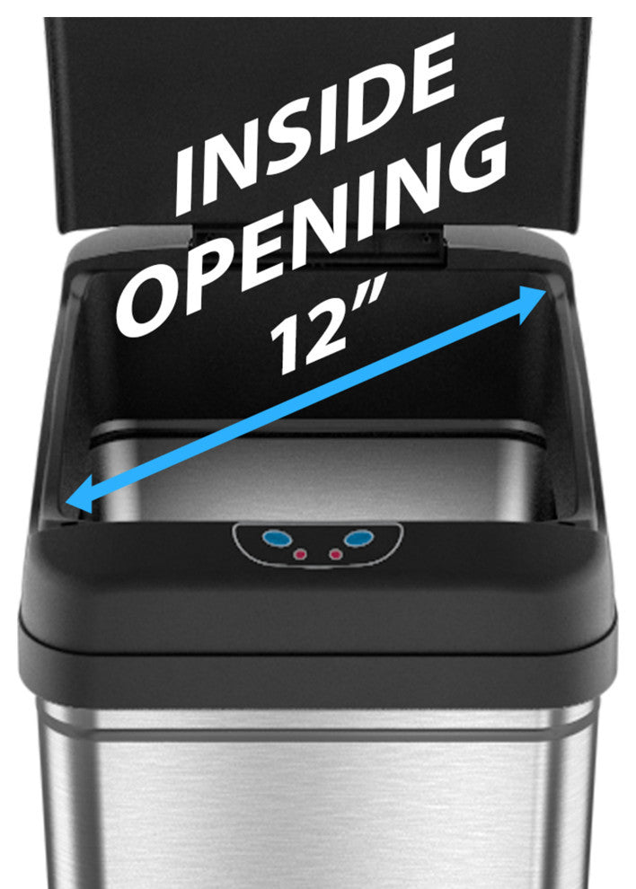 iTouchless 13 Gallon Sensor Trash Can with AbsorbX Odor Control System