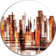 Brown City Skyline, Cityscape Round Wall Art, 36"
