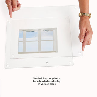 15"x15" Double Panel Acrylic Wall Frame For 12"x12" Art, Gold Hardware