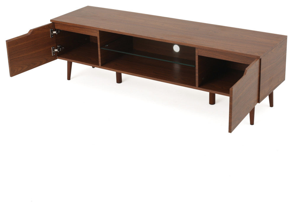 GDF Studio Reginald Mid Century Design Tv Stand, Walnut