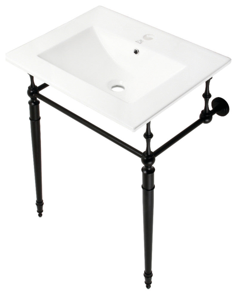Fauceture KVPB24187W1MB 24" Console Sink, Legs, Single Hole