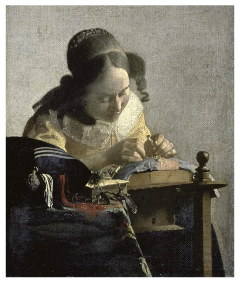 "The Lacemaker" Digital Paper Print by Johannes Vermeer, 15"x18"