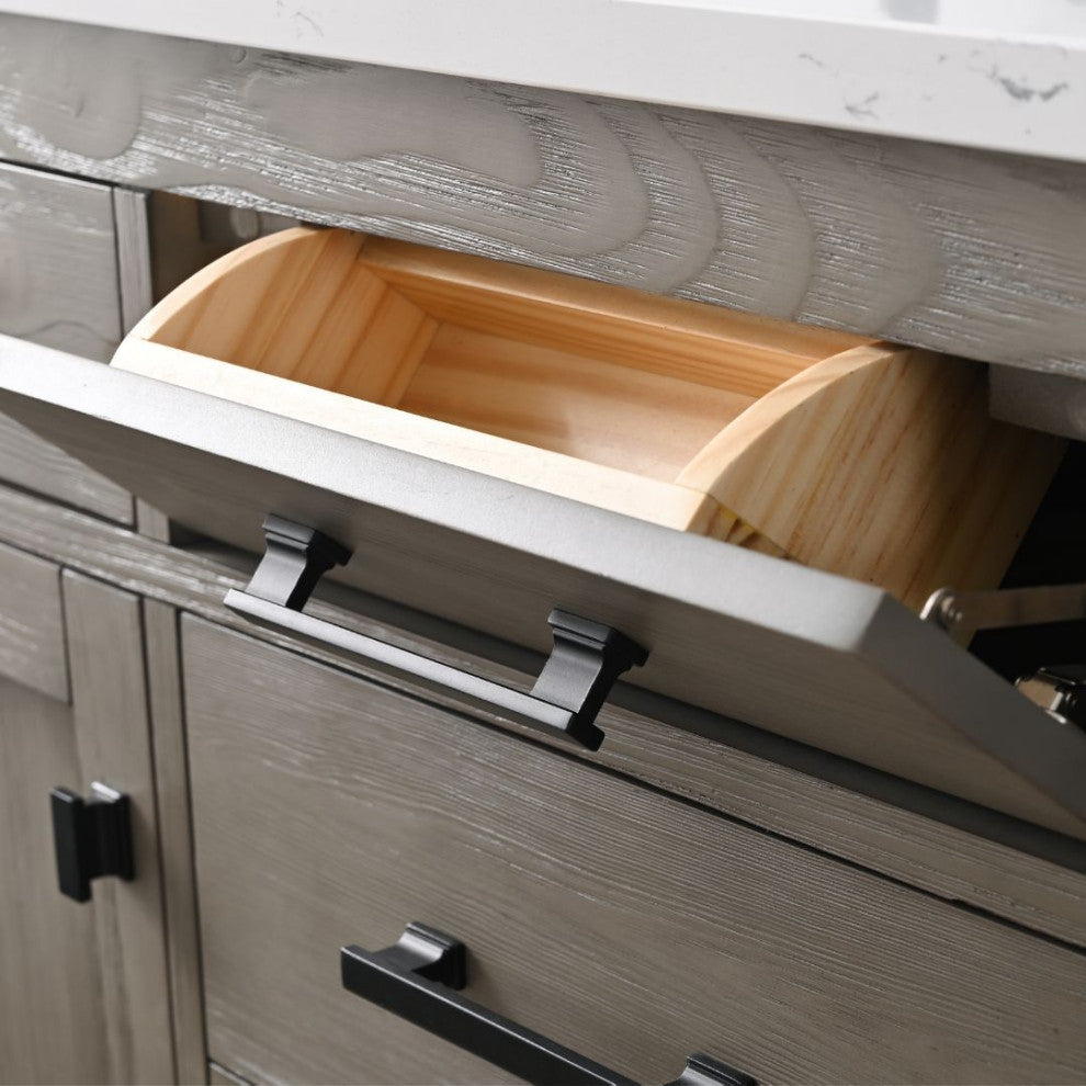Jasper 54" Bathroom Vanity, Textured Gray, Ariston White Engineered Stone Top
