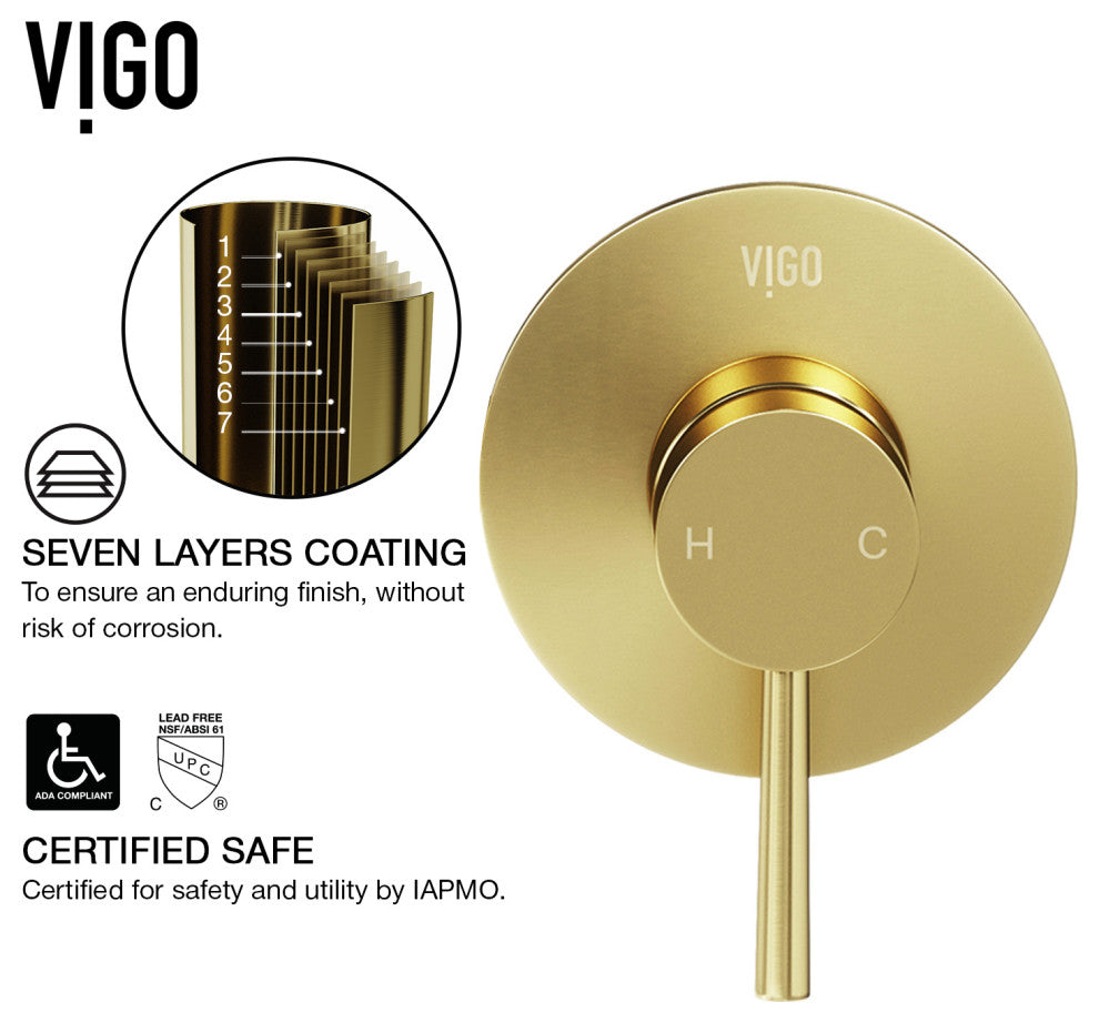 VIGO Olus 5" H Single Handle Wall Mount Bathroom Faucet, Matte Brushed Gold