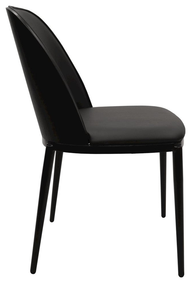 Tule Collection Dining Chair, Black Frame With Black Leather