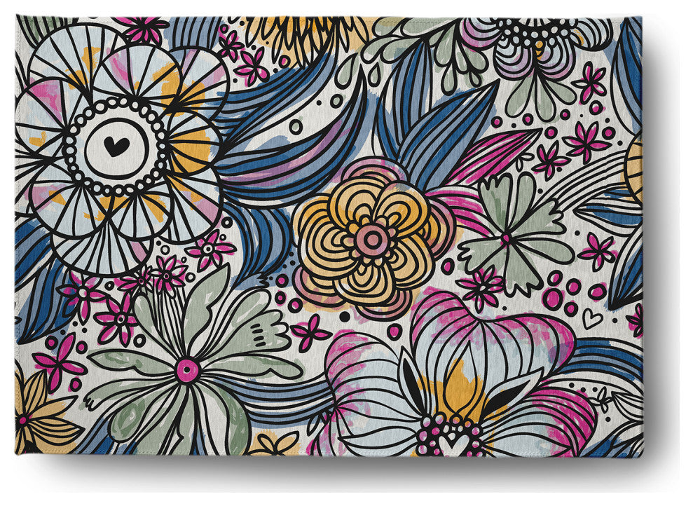 Flower Melange Spring Chenille Rug, Orchid, 5'x7'
