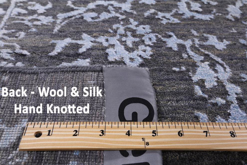 8' 0" X 10' 1" Wool and Silk Persian Hand Knotted Rug Q7105
