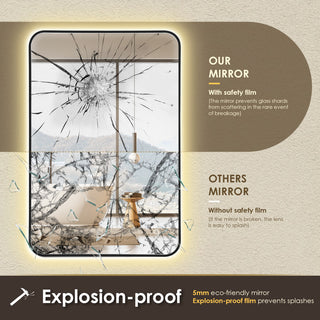 Dazzle Rectangular Bathroom/Vanity LED Lighted Wall Mirror, Matte Black, 24"