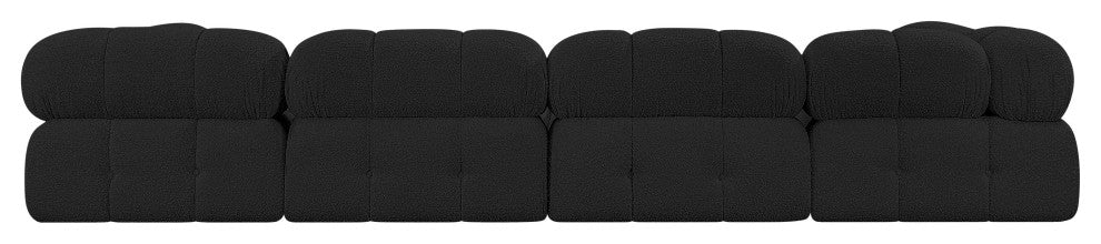 Ames Boucle Fabric Modular Sofa, Black, 4-Piece: 2 Armless Chair, 2 Corner Chair