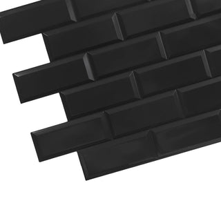 Black Bricks 3D Wall Panels, Set of 10, Covers 50 Sq Ft